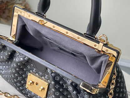 Black Monogram Clutch - Leather Handbag for Women