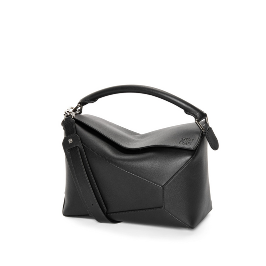 Black Puzzle Bag In Classic Calfskin - Leather Crossbody Bag for Women