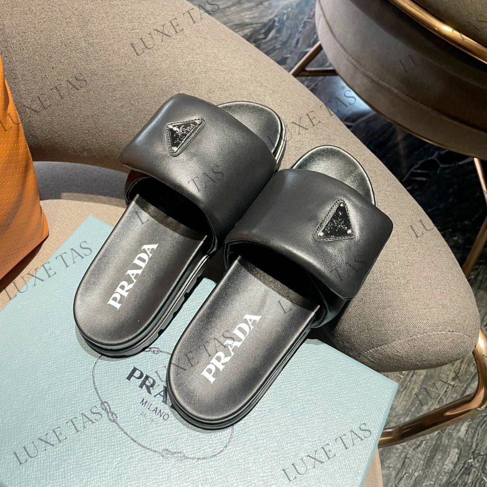 Designer hot sale leather slides