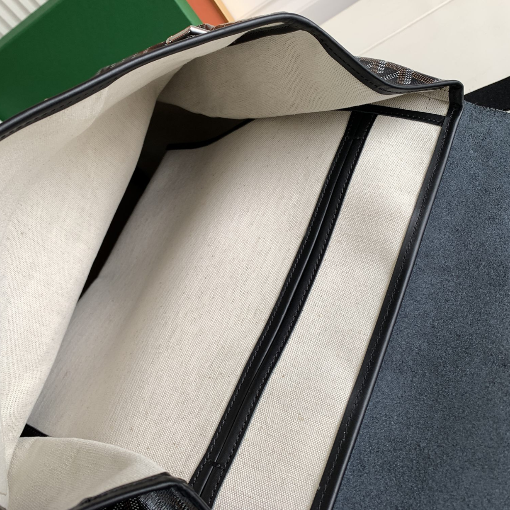 Black Steamer PM with Straps Leather Backpack for Men