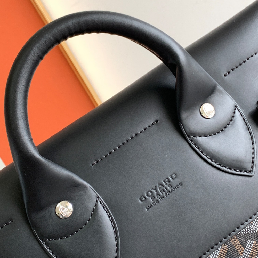 Black Steamer PM with Straps Leather Backpack for Men