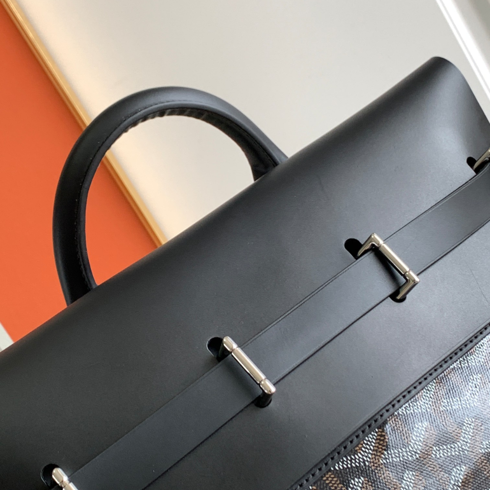 Black Steamer PM with Straps Leather Backpack for Men