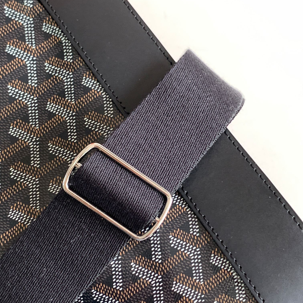 Black Steamer PM with Straps Leather Backpack for Men