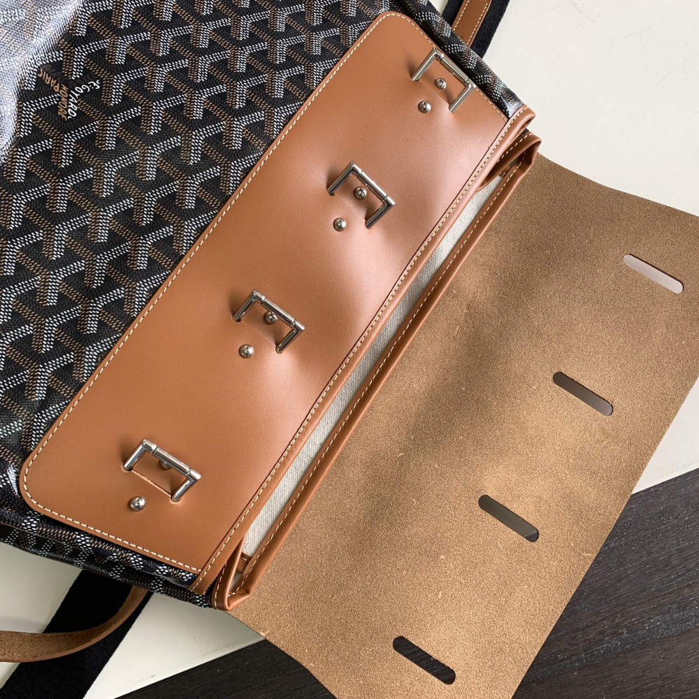 Black Tan Steamer PM with Straps Leather Backpack for Men