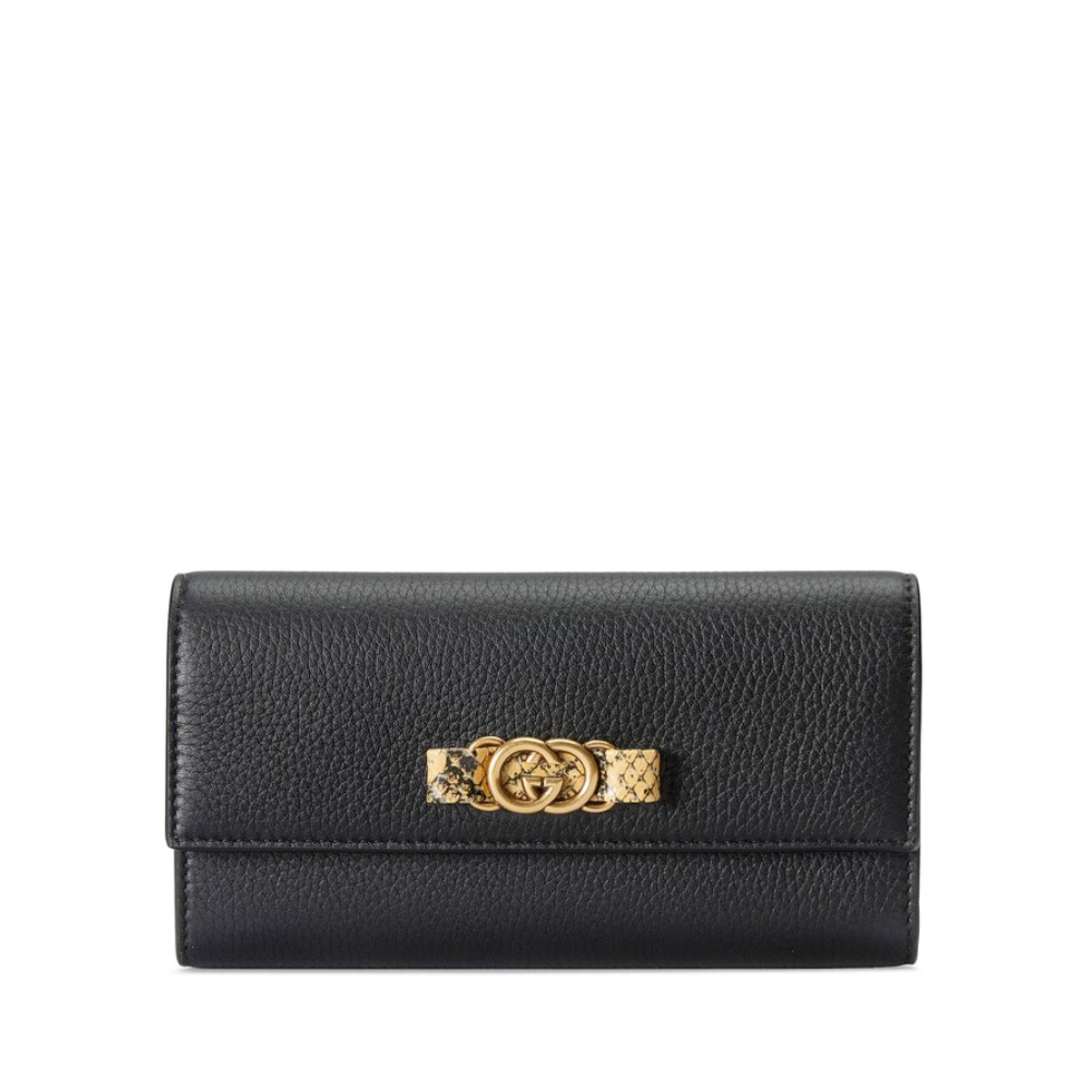 Black Wallet With Interlocking G Python Bow