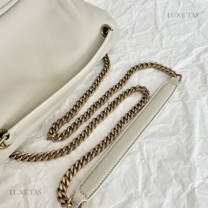 Blanc Vintage Calypso In Plunged Lambskin - Leather Shoulder Bag for Women
