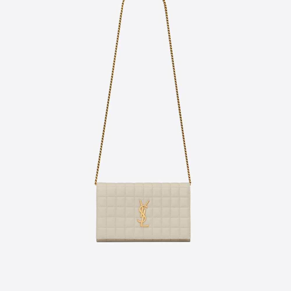 Blanc Vintage Lambskin Cassandre Chain Wallet - Leather Crossbody Bag for Women