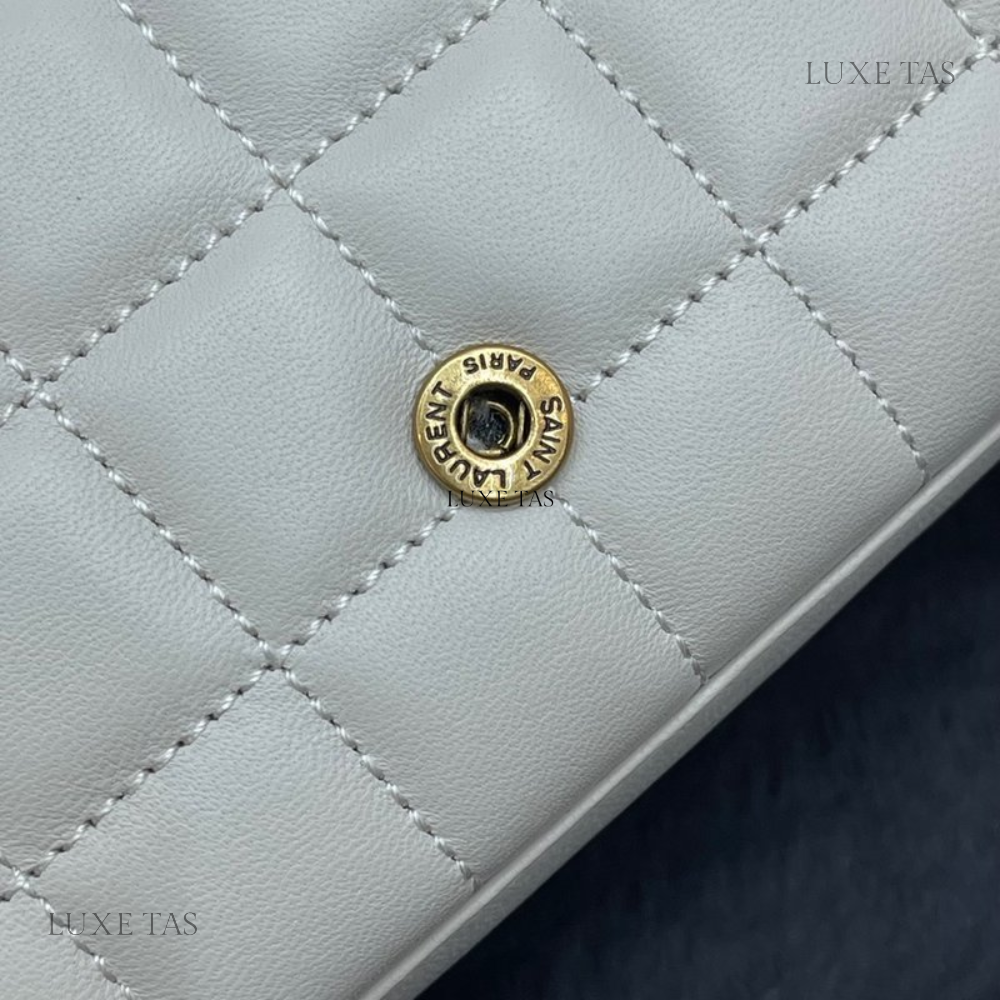 Blanc Vintage Lambskin Cassandre Chain Wallet - Leather Crossbody Bag for Women