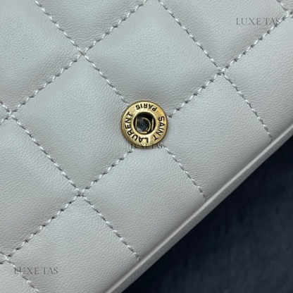 Blanc Vintage Lambskin Cassandre Chain Wallet - Leather Crossbody Bag for Women
