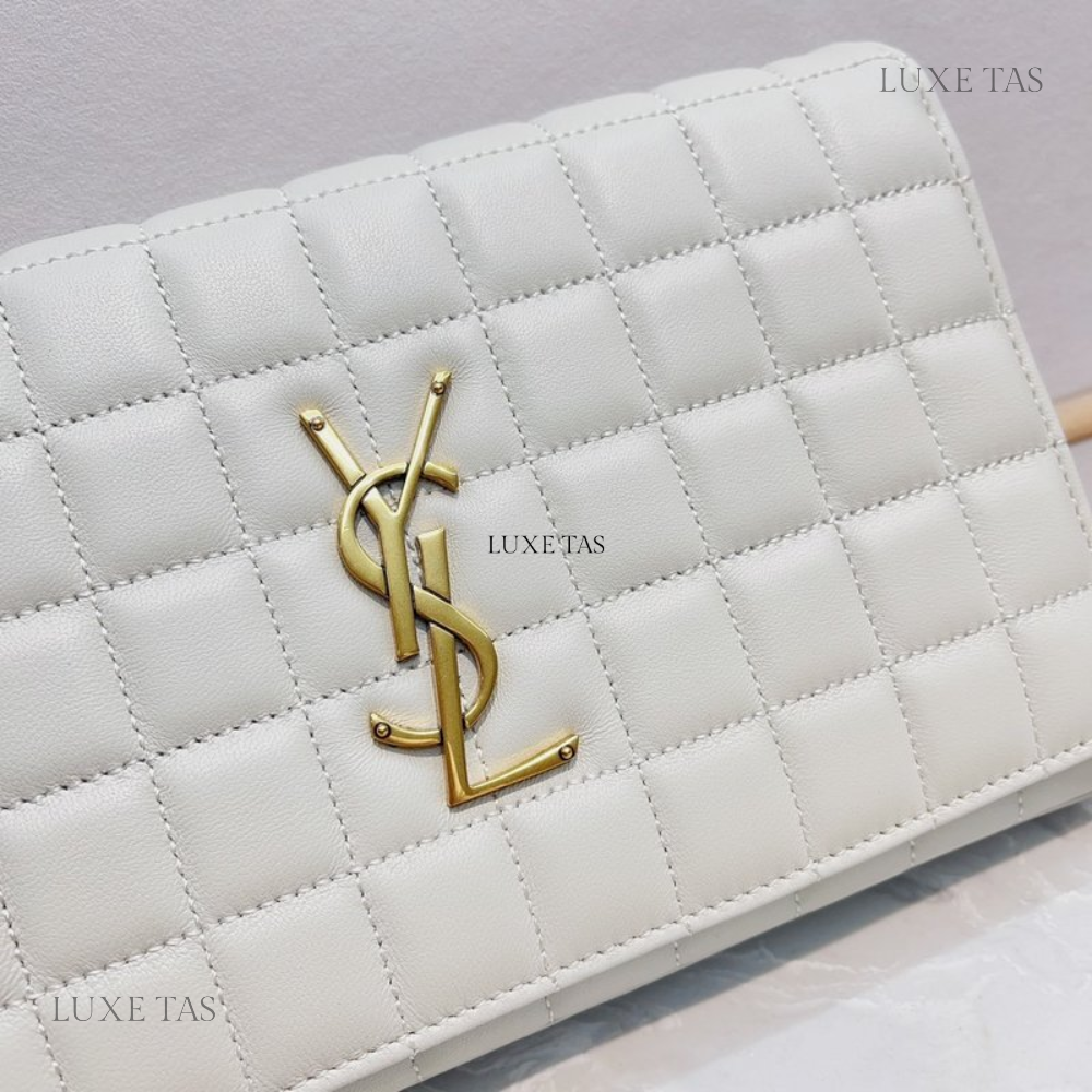 Blanc Vintage Lambskin Cassandre Chain Wallet - Leather Crossbody Bag for Women