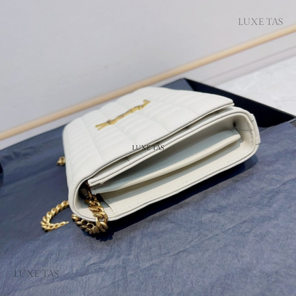 Blanc Vintage Lambskin Cassandre Chain Wallet - Leather Crossbody Bag for Women