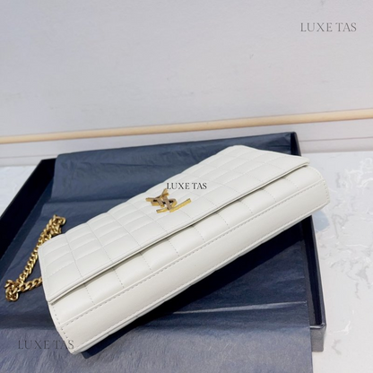 Blanc Vintage Lambskin Cassandre Chain Wallet - Leather Crossbody Bag for Women