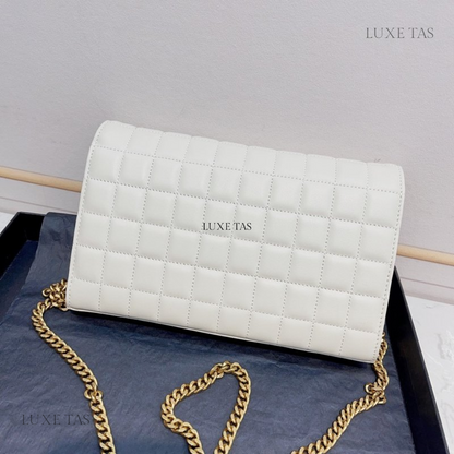 Blanc Vintage Lambskin Cassandre Chain Wallet - Leather Crossbody Bag for Women