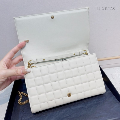 Blanc Vintage Lambskin Cassandre Chain Wallet - Leather Crossbody Bag for Women