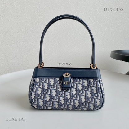 Blue Oblique Jacquard Small D Key Bag