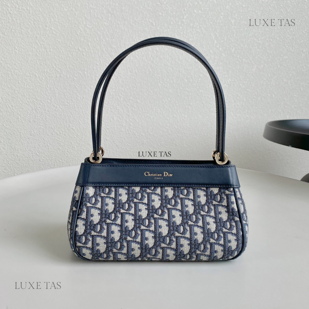 Blue Oblique Jacquard Small D Key Bag