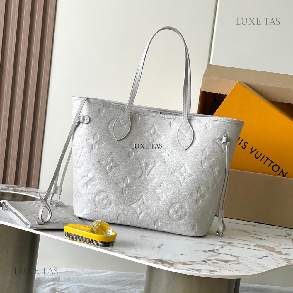 Brume Gray Monogram Empreinte Leather Neverfull MM Leather Tote Bag for Women