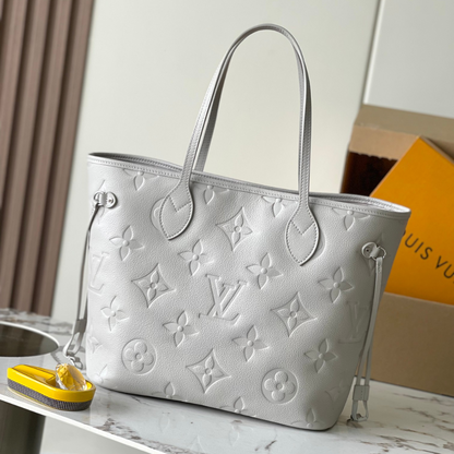 Brume Gray Monogram Empreinte Leather Neverfull MM Leather Tote Bag for Women