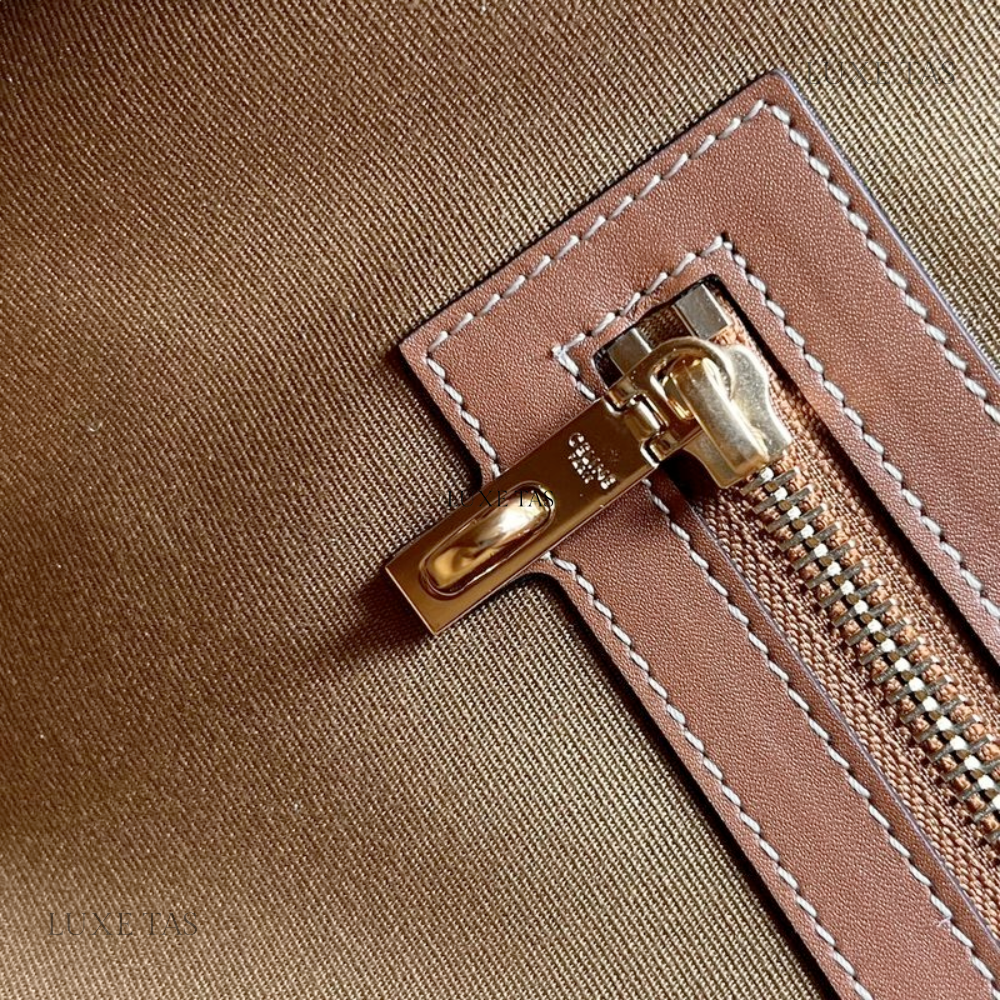Cabas 16 In Triomphe Canvas And Calfskin Tan