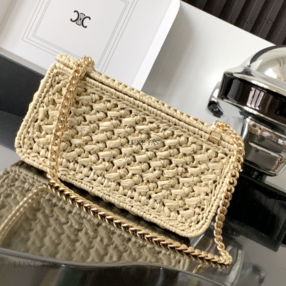 Chain Shoulder Bag Triomphe In Raffia Natural 