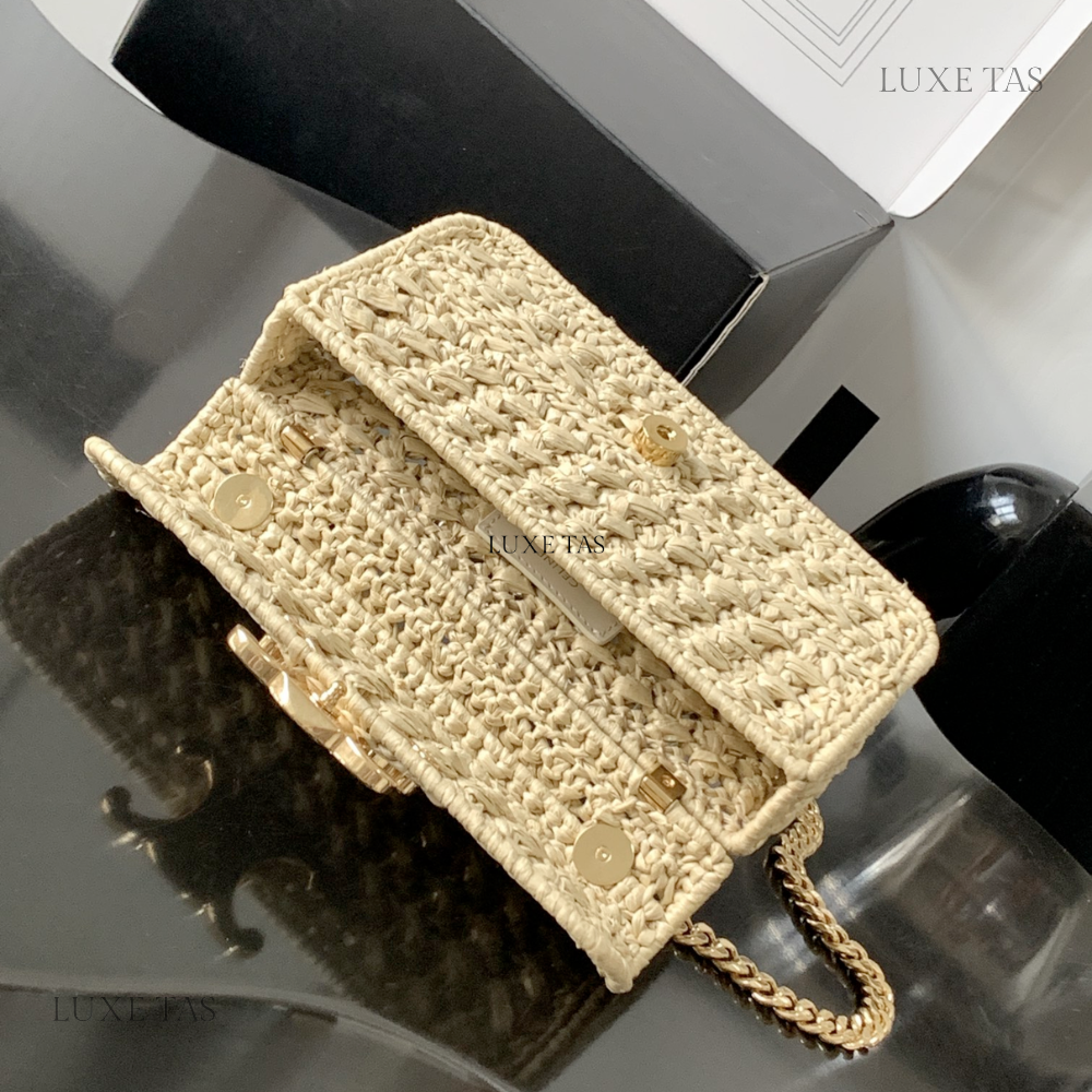 Chain Shoulder Bag Triomphe In Raffia Natural 