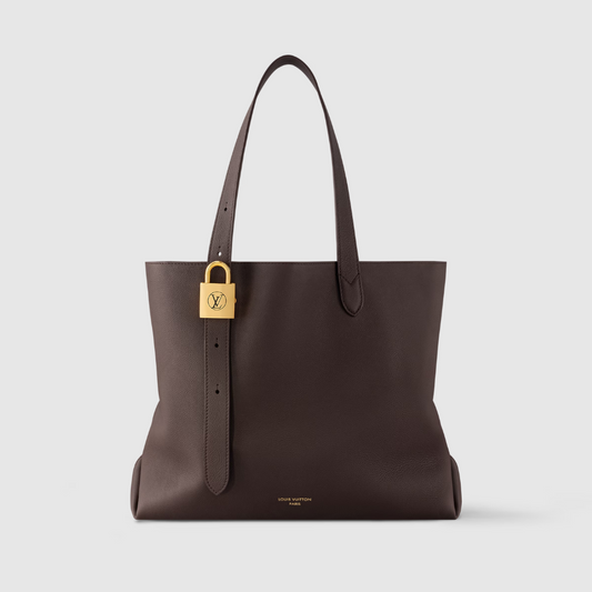 Chocolate Low Key Cabas MM Leather Tote Bag for Women