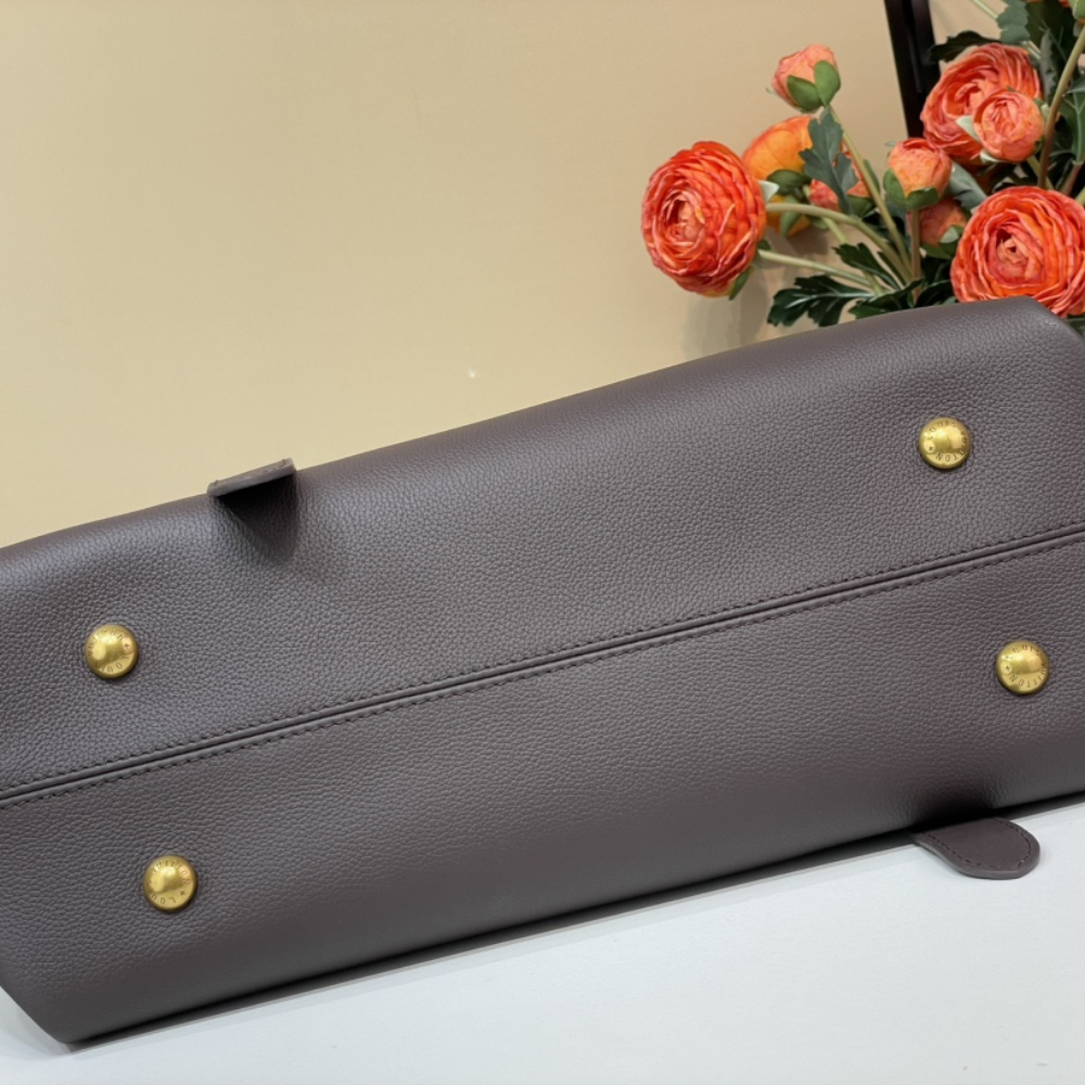 Chocolate Low Key Cabas MM Leather Tote Bag for Women