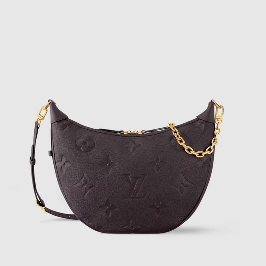 Chocolate Monogram Empreinte Leather Loop Hobo Leather Crossbody Bag for Women