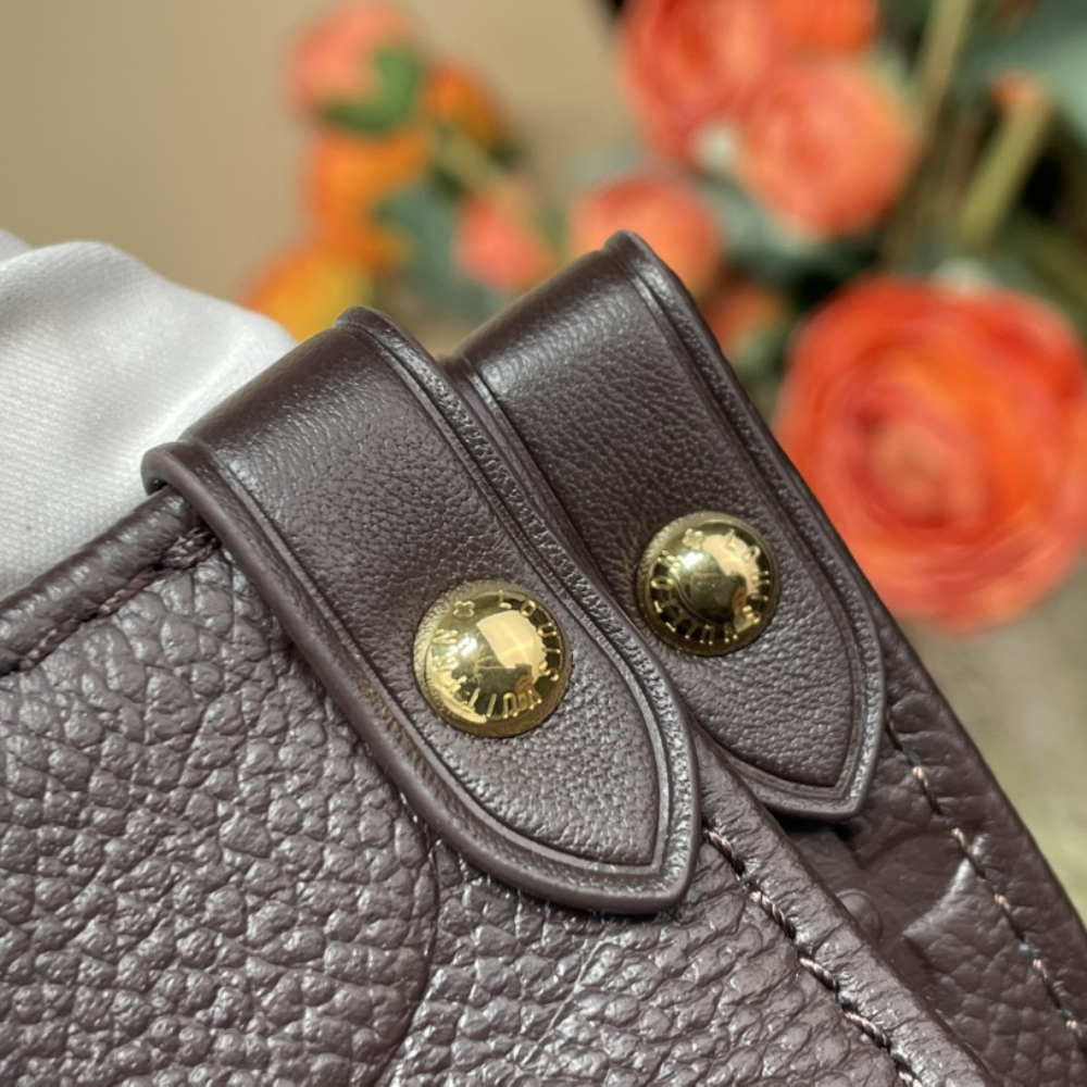 Chocolate Monogram Empreinte Leather OnTheGo MM Leather Tote Bag for Women