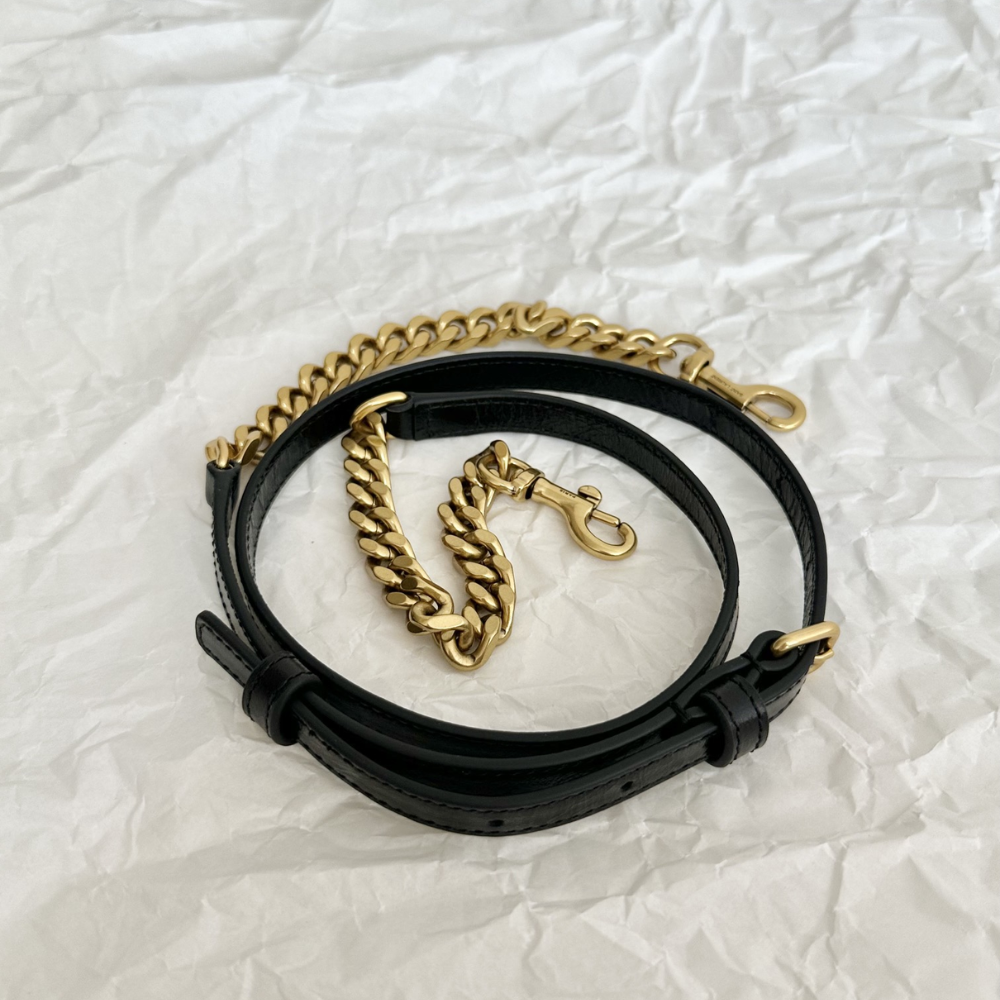 College Mini Chain Bag for Women – Shiny Crackled Leather with Gold Hardware
