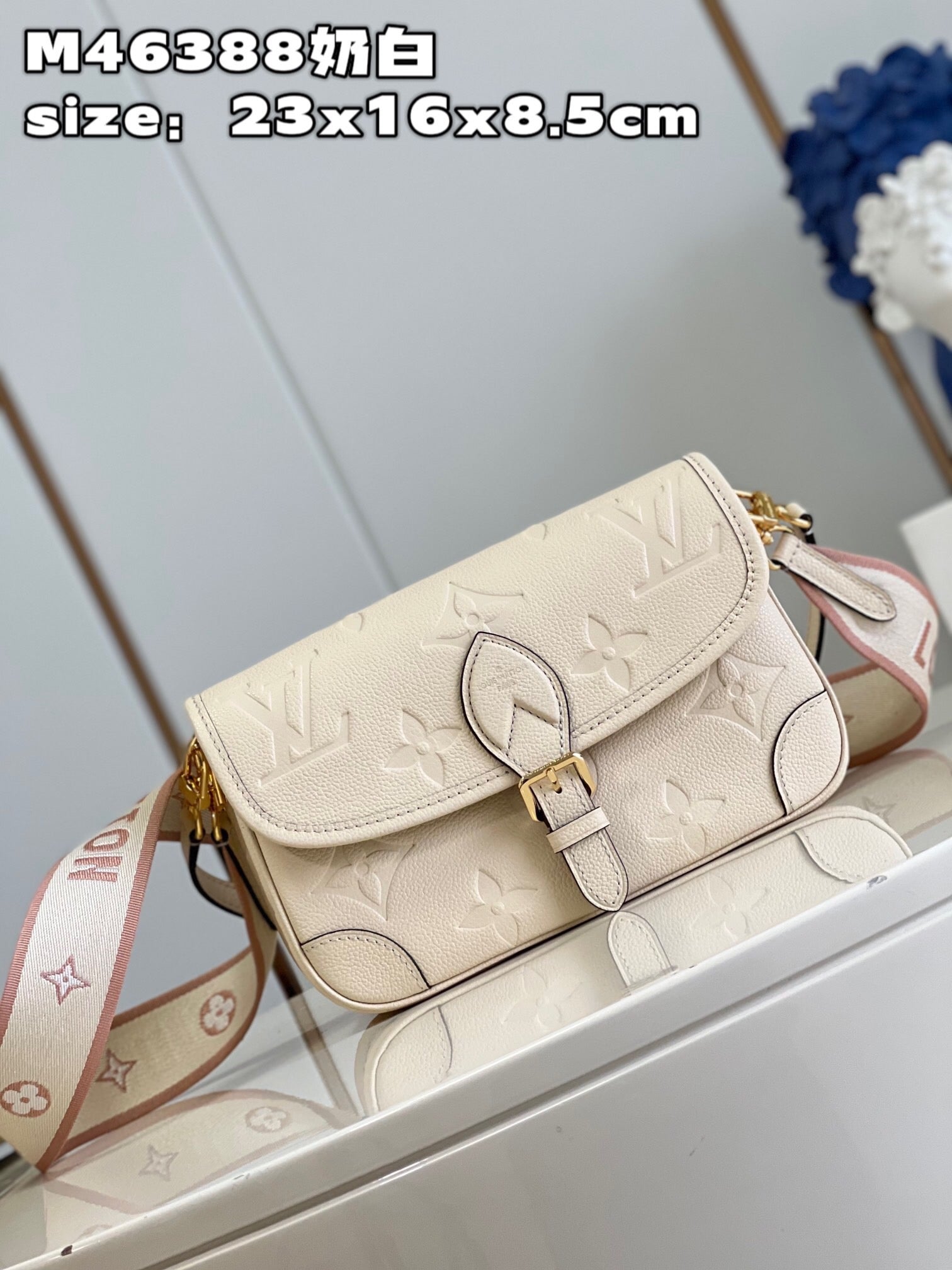 Cream Monogram Empreinte Leather Diane - Leather Crossbody Bag for Women