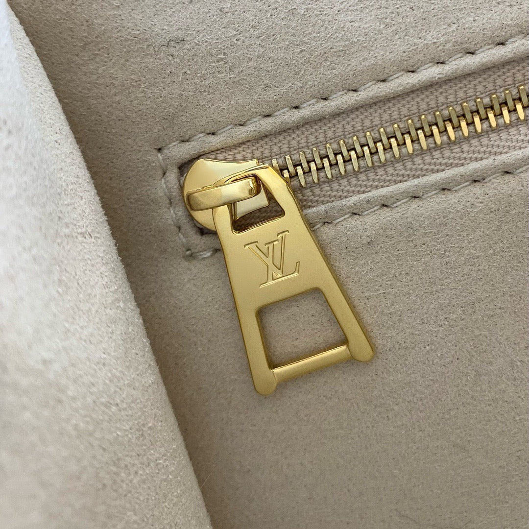 Cream Monogram Empreinte Leather OnTheGo PM - Leather Tote Bag for Women