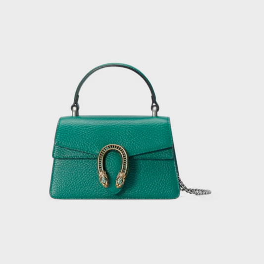 Dark Green Dionysus Mini Top Handle Bag - Leather Handbag for Women