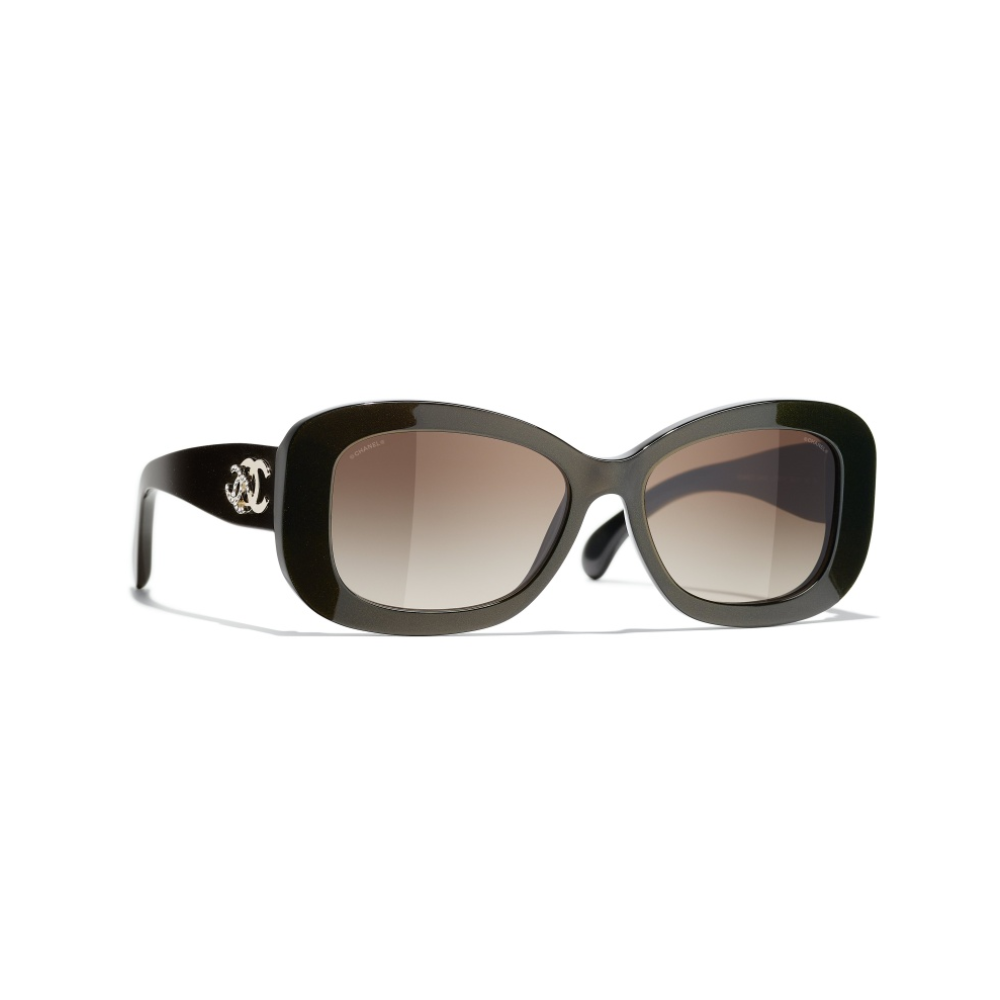 Dark Havana CC Rectangle Sunglasses - Designer Sunglasses for Women