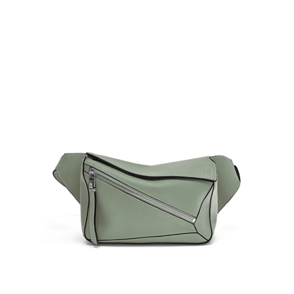 Dark Sage Small Puzzle Bumbag In Classic Calfskin - Leather Crossbody Bag for Men