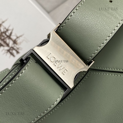 Dark Sage Small Puzzle Bumbag In Classic Calfskin - Leather Crossbody Bag for Men