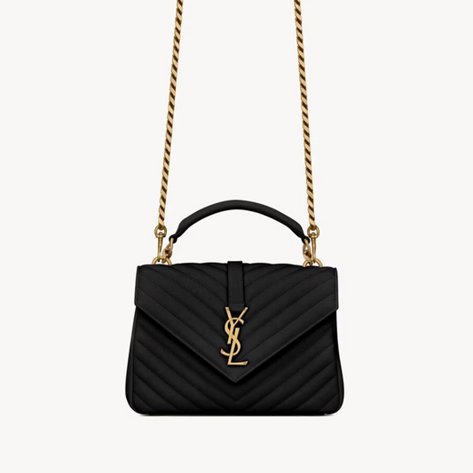 Gold Hardware Satchel with Chain Strap College Medium Quilted Leather Handbag for Women