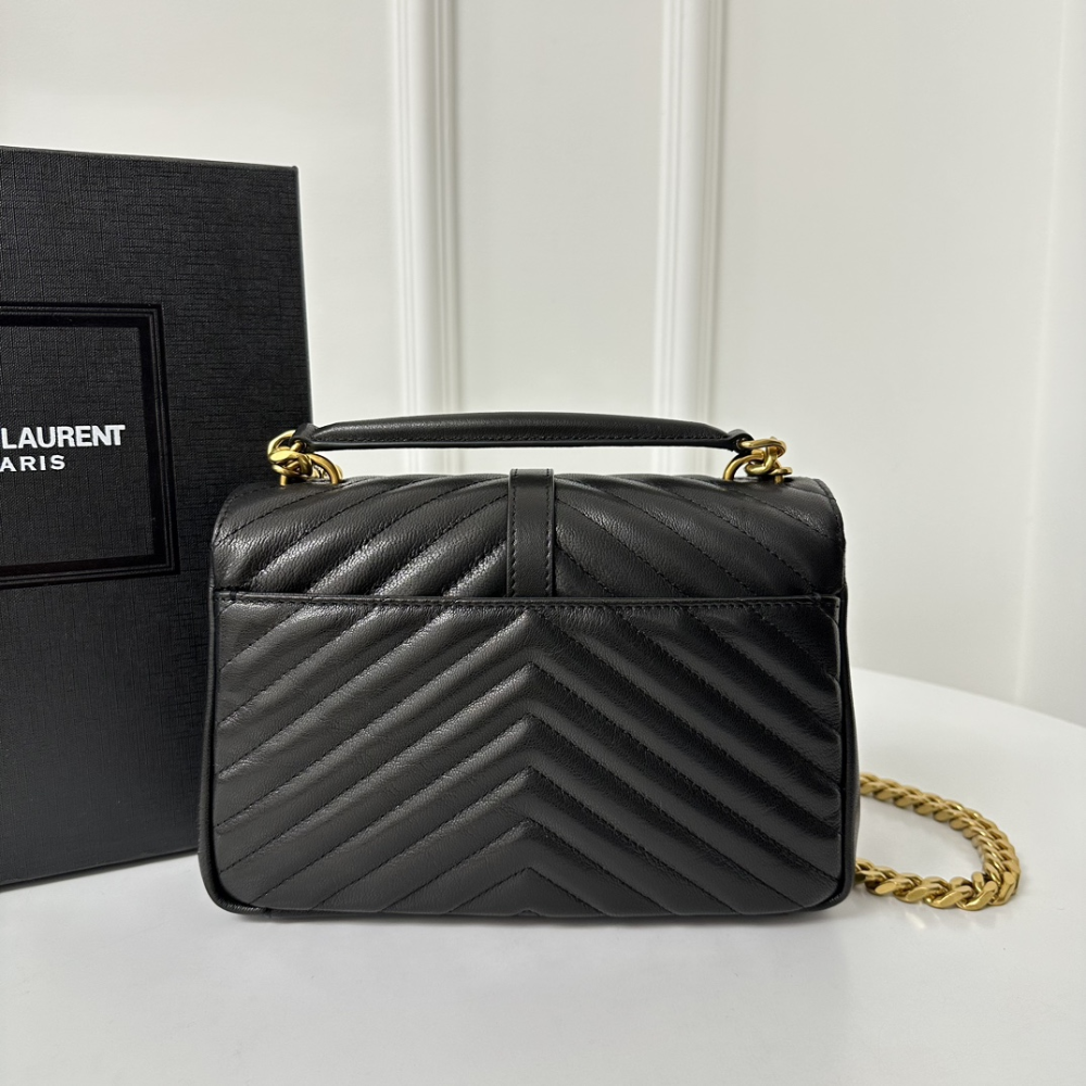 Gold Hardware Satchel with Chain Strap College Medium Quilted Leather Handbag for Women