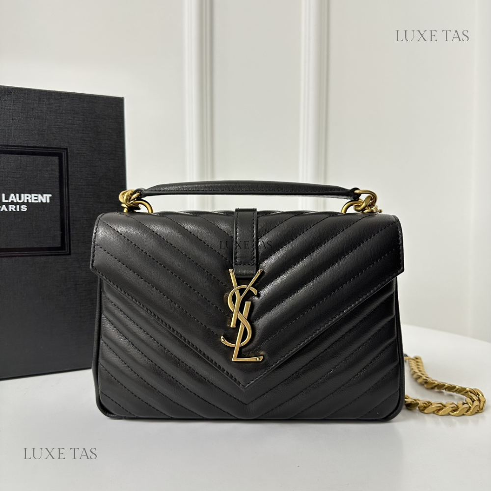Gold Hardware Satchel with Chain Strap College Medium Quilted Leather Handbag for Women