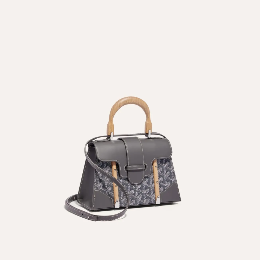 Grey Saigon Structuré Mini Bag - Leather Handbag for Women