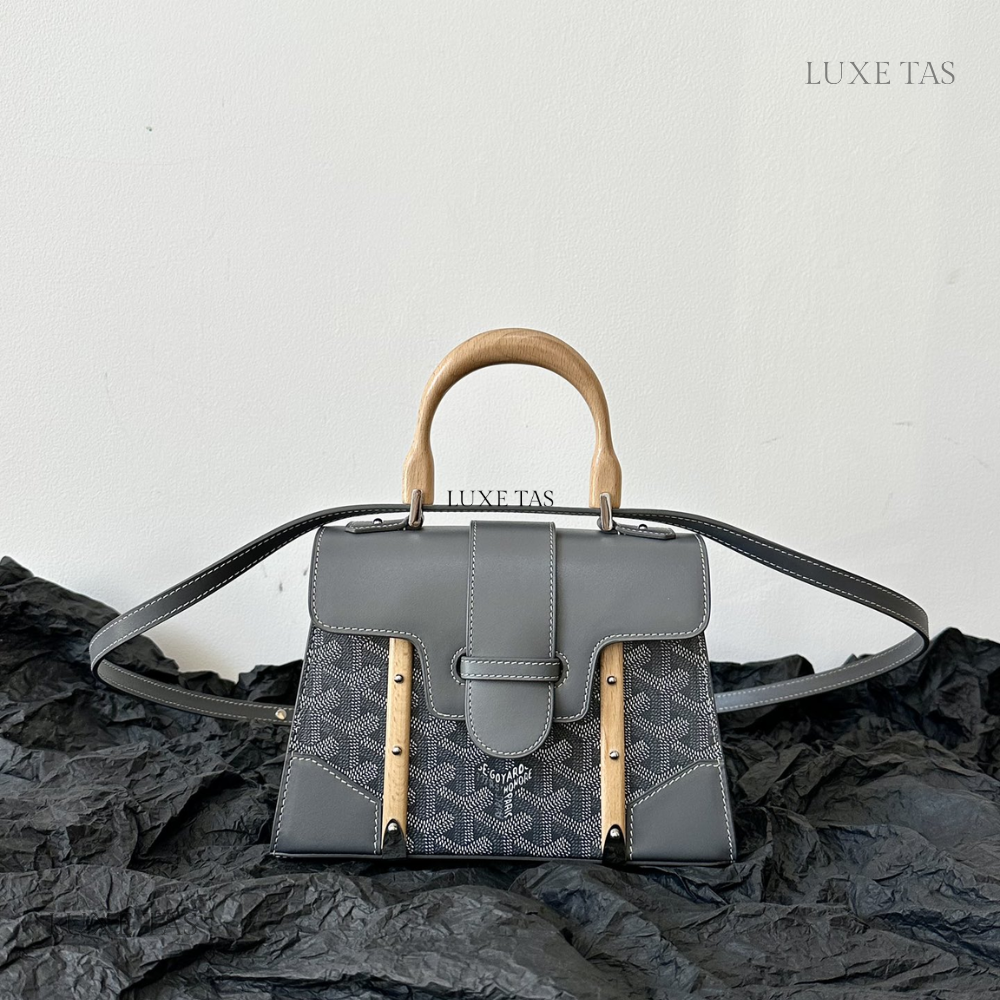 Grey Saigon Structuré Mini Bag - Leather Handbag for Women