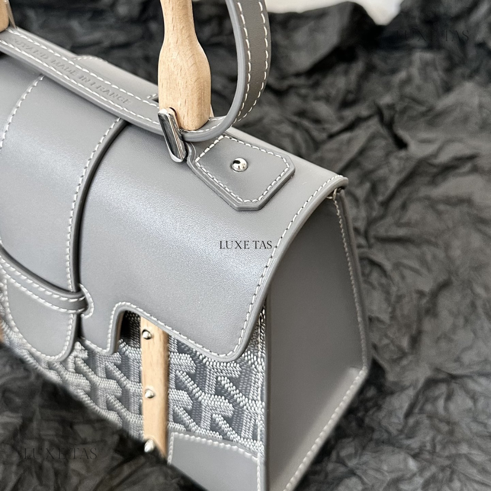 Grey Saigon Structuré Mini Bag - Leather Handbag for Women