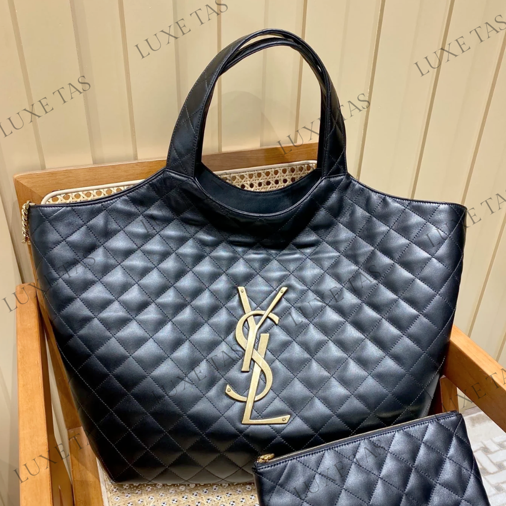 SAINT LAURENT ICARE MAXI SHOPPING BAG IN QUILTED LAMBSKIN