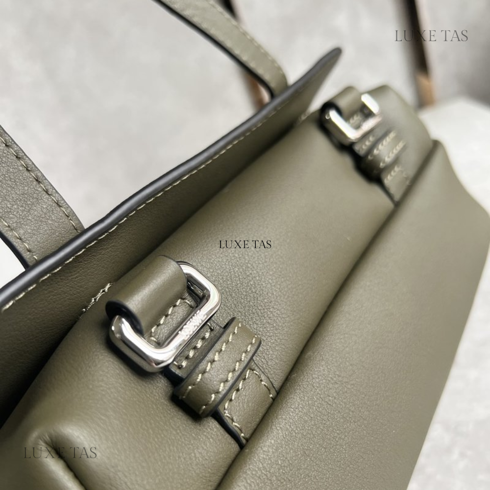 Khaki Green Xs Military Messenger Bag In Supple Smooth Calfskin And Jacquard - Leather Crossbody Bag for Men