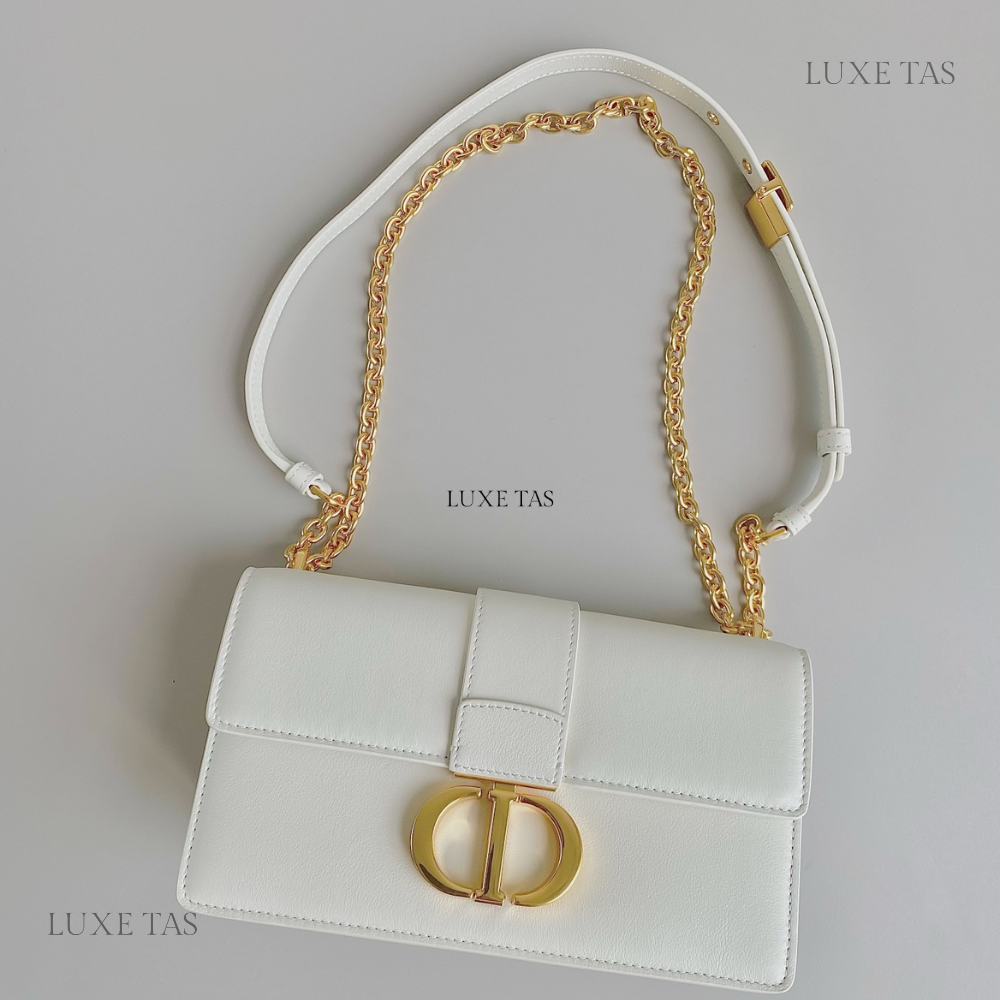30 Montaigne East-West Bag with Chain Latte Calfskin