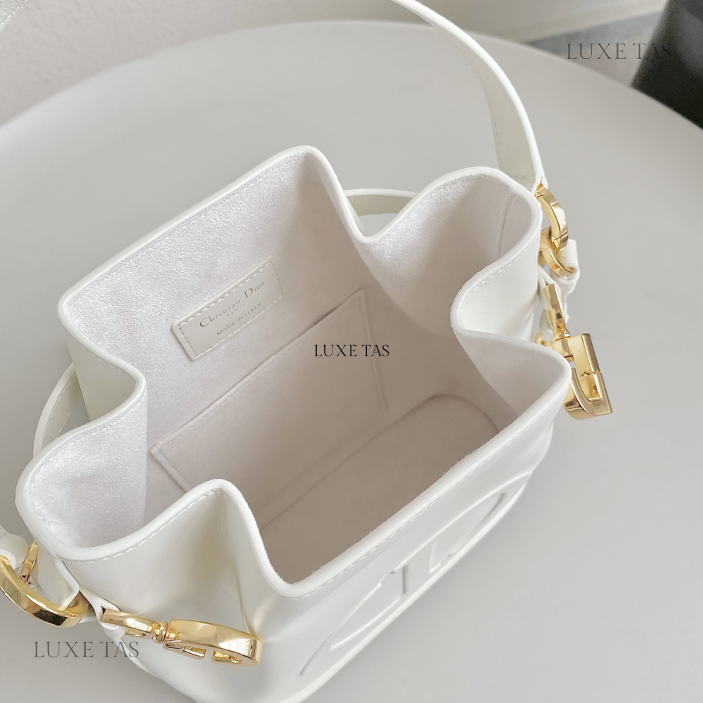 Latte C*D-Embossed Calfskin Medium C'Est Dior Bag