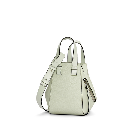 Light Celadon Compact Hammock Bag In Soft Grained Calfskin - Leather Crossbody Bag for Women