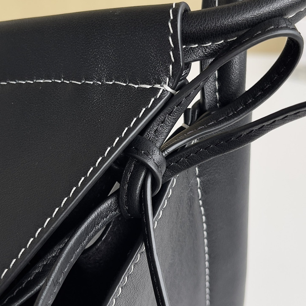 Medium Solstice Black Leather Tote Bag for Women