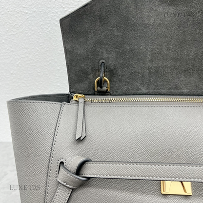 Mini Belt Bag In Grained Calfskin Grey - Leather Handbag for Women