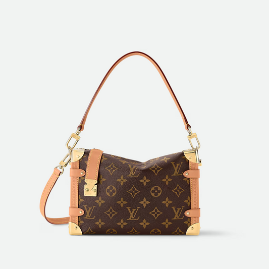 Monogram Canvas Side Trunk MM Leather Shoulder Bag for Women